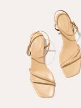 Freda Salvador Nude Tan Strappy Square-Toe Sandals